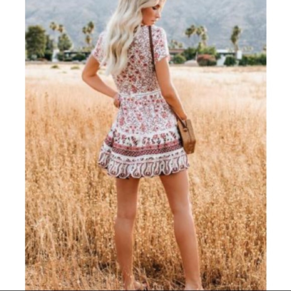 Boho Pink Floral Dress - Picture 4 of 9